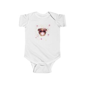 Bubblegum Bulldog baby bodysuit mockup