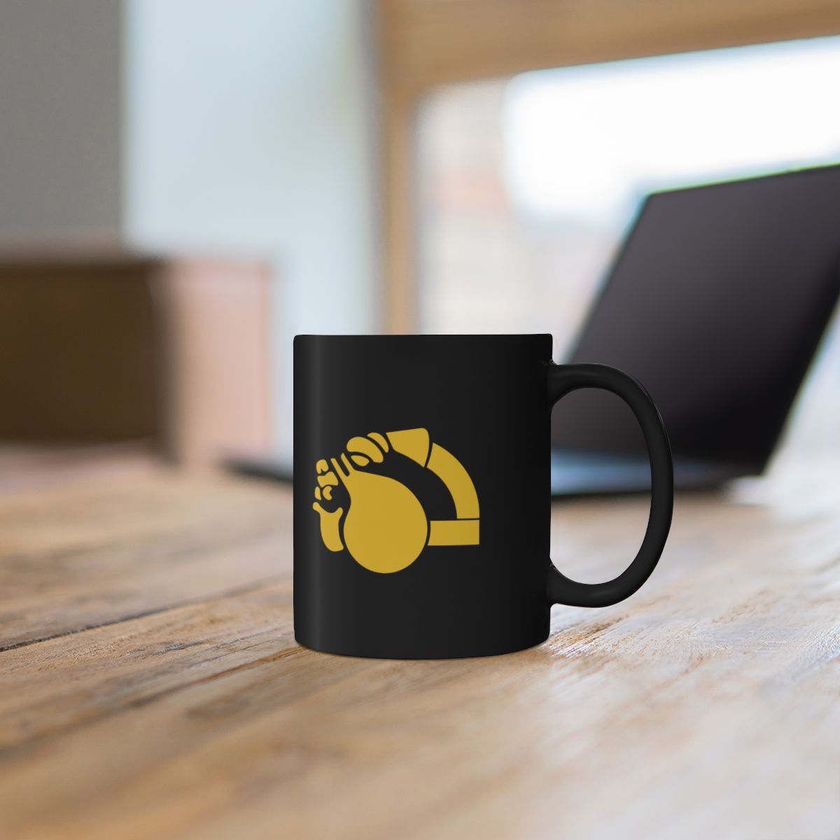 Black Ceramic Mug with Retro Bulldog mockup