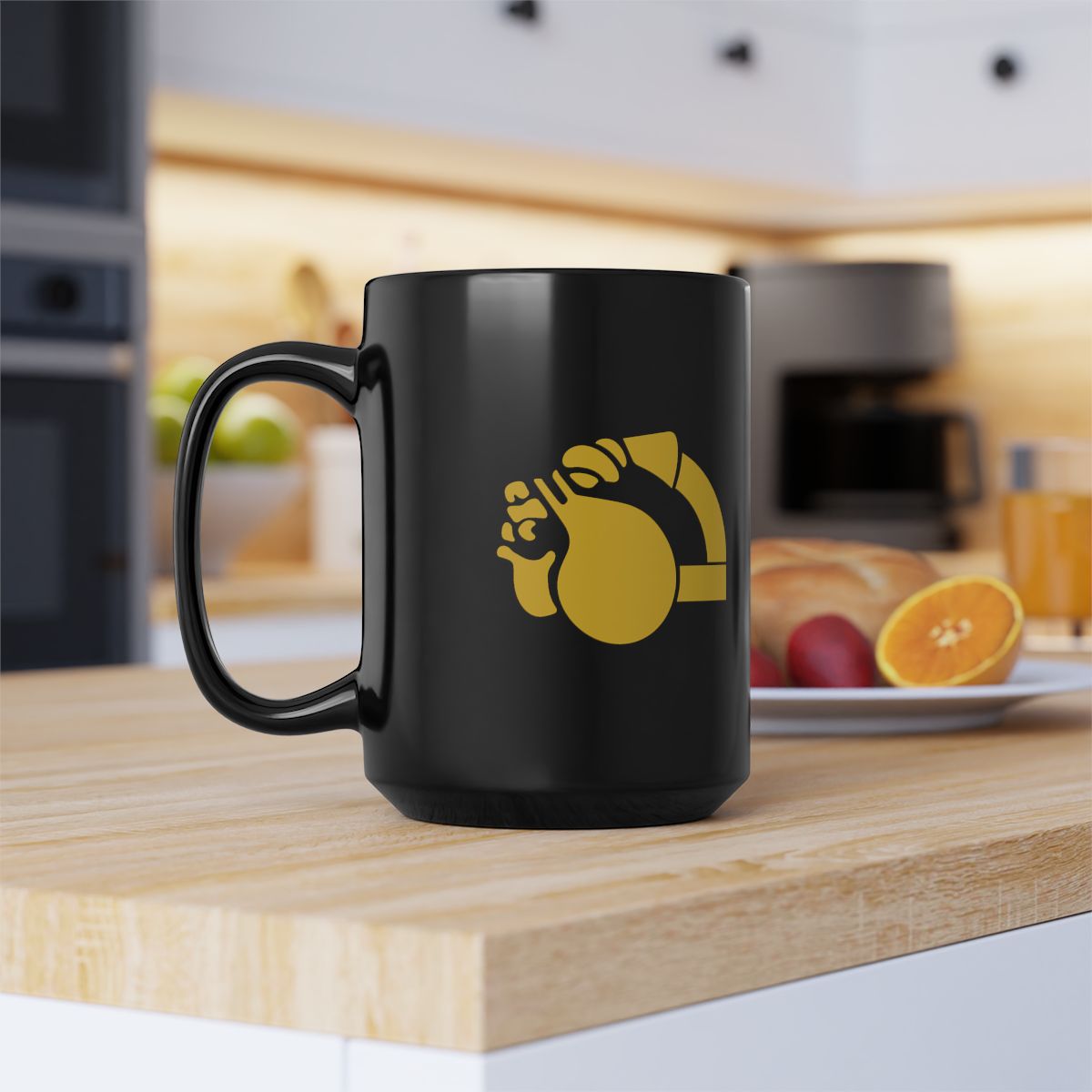 Black Ceramic Mug with Retro Bulldog mockup