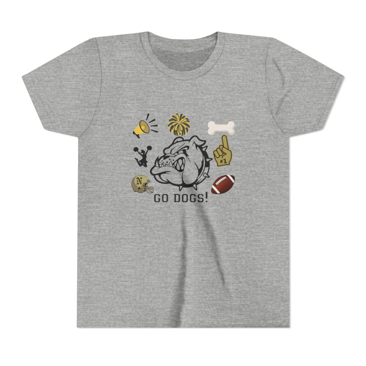 Go dogs! Youth Bella Canvas T-Shirt mockup