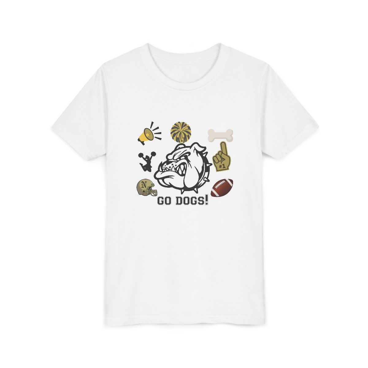 Go dogs! Youth Bella Canvas T-Shirt mockup
