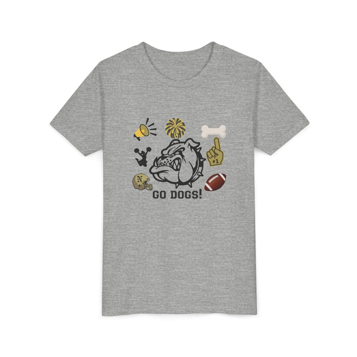 Go dogs! Youth Bella Canvas T-Shirt mockup