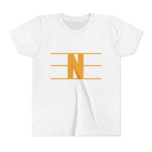 Retro N Stripe Gold Youth Bella Canvas T-Shirt mockup