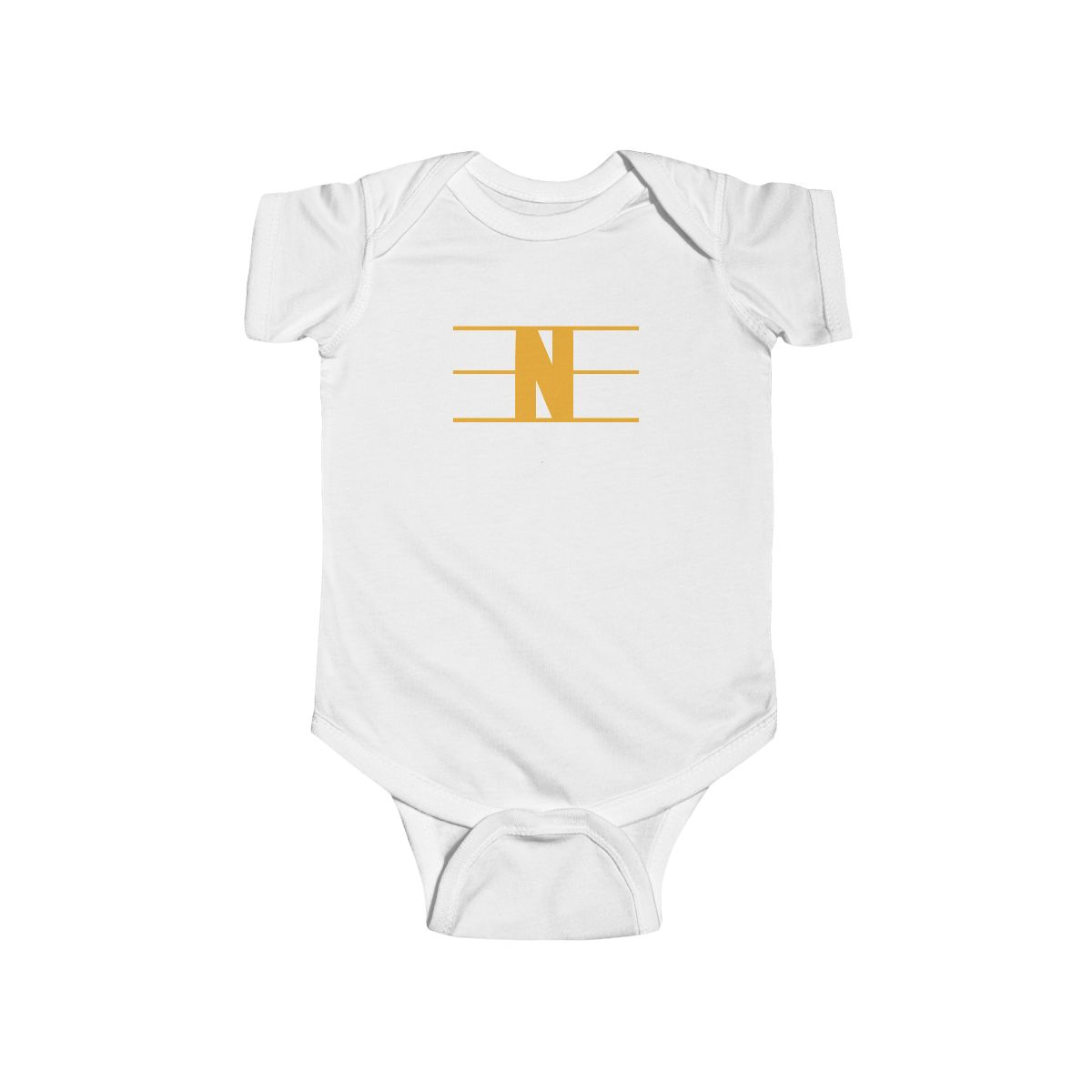 Retro N Stripe Gold Baby Rabbit Skins Bodysuit mockup